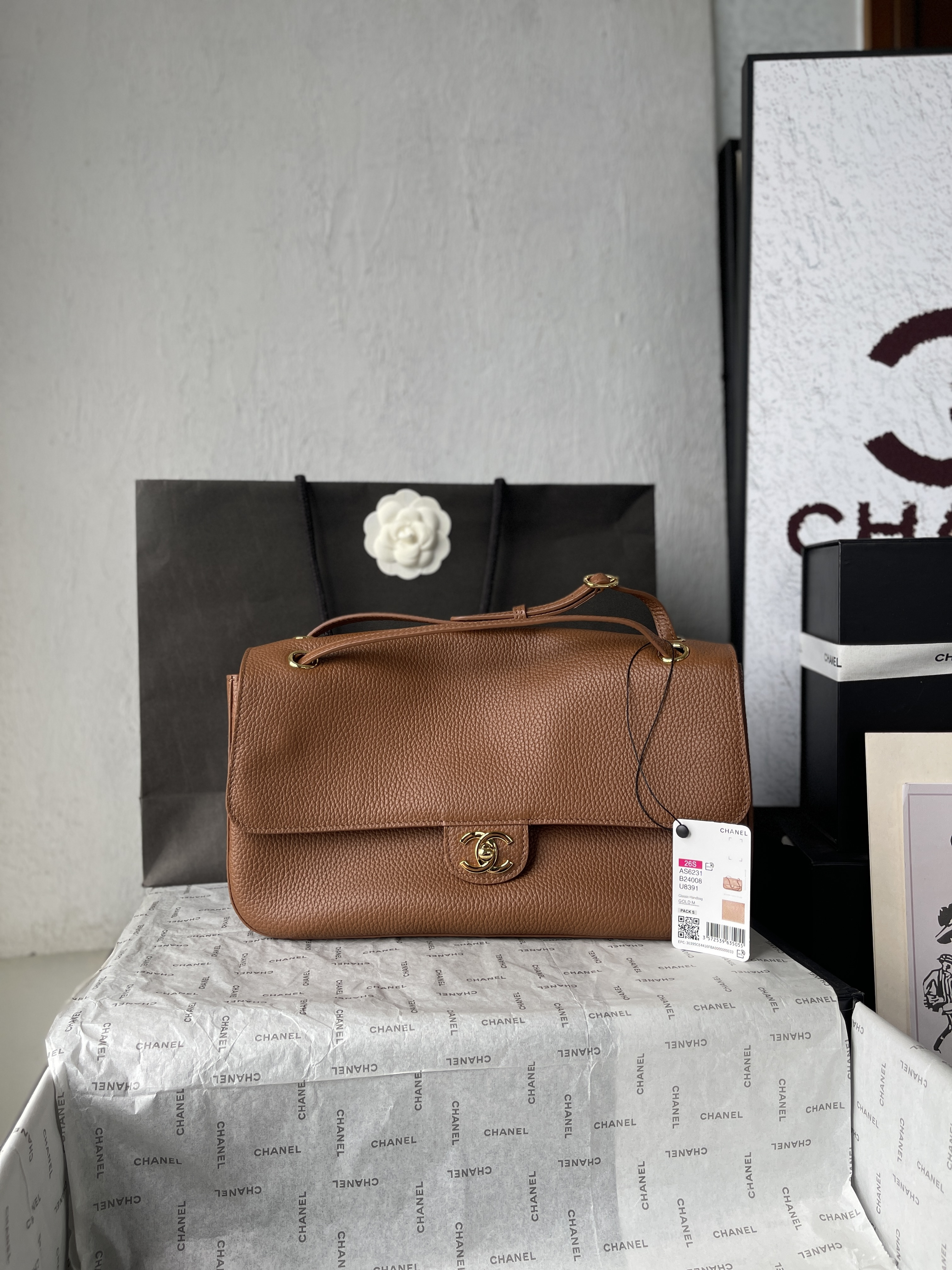 Classic Flap 26S Petit Brun Doré
